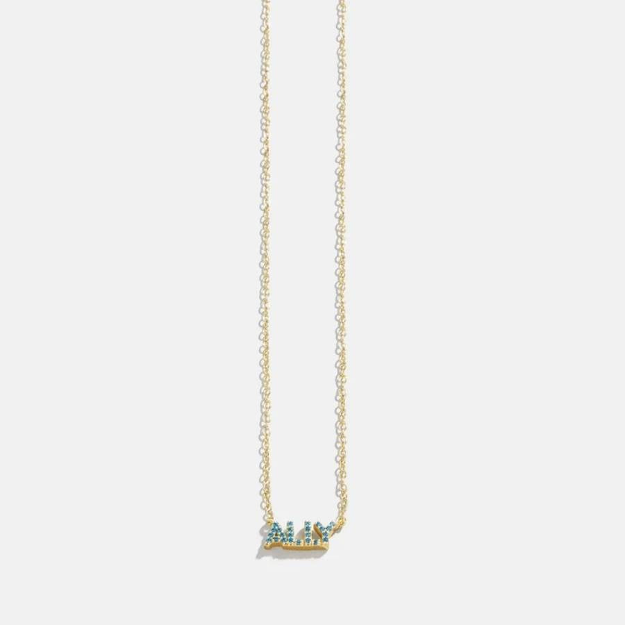 Colour Theory Birthstone Name Necklace#Birthstone_December - Blue Zircon