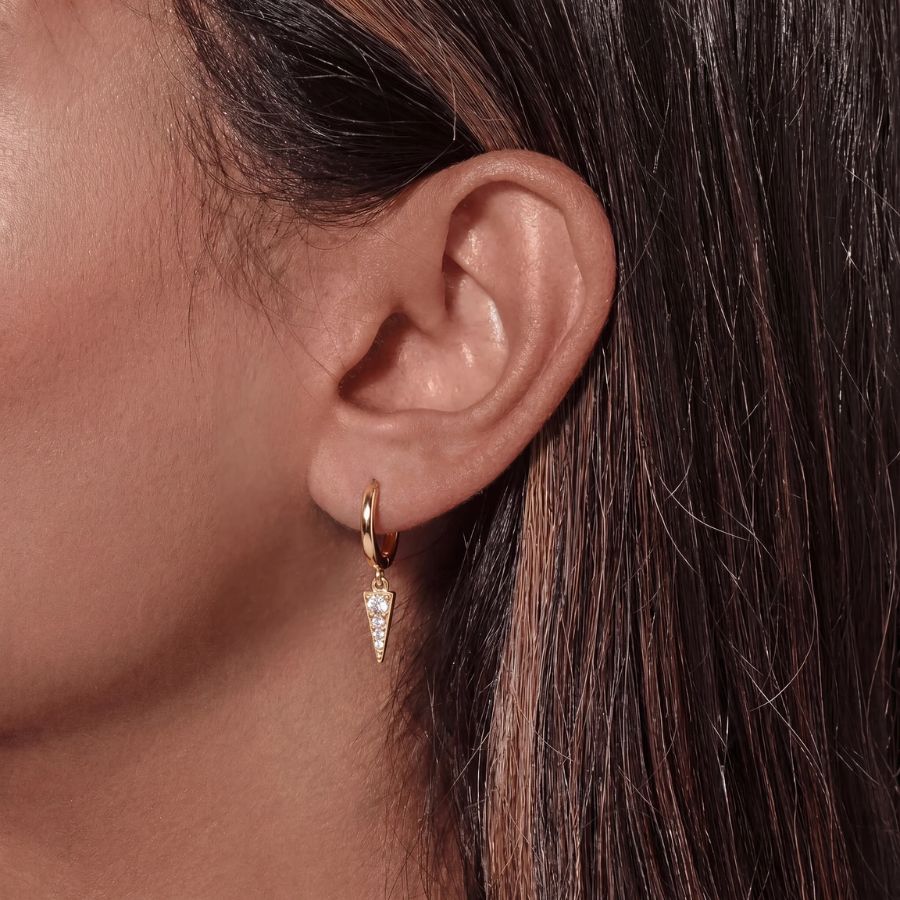 Gold Hoop Earrings - Vega Drop Pavé | Monrich