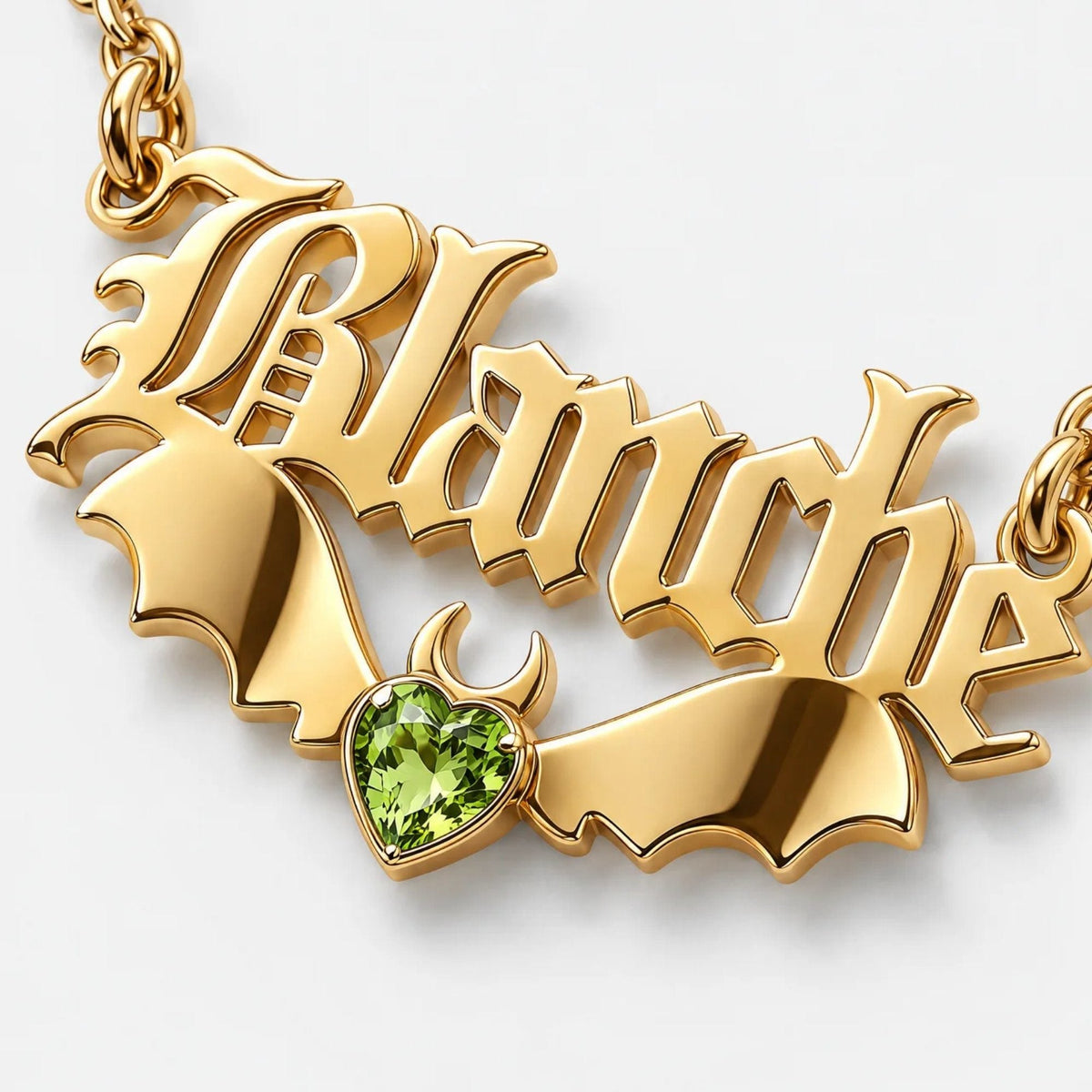 Gothic Nameplate Custom Birthstone Necklace | Monrich