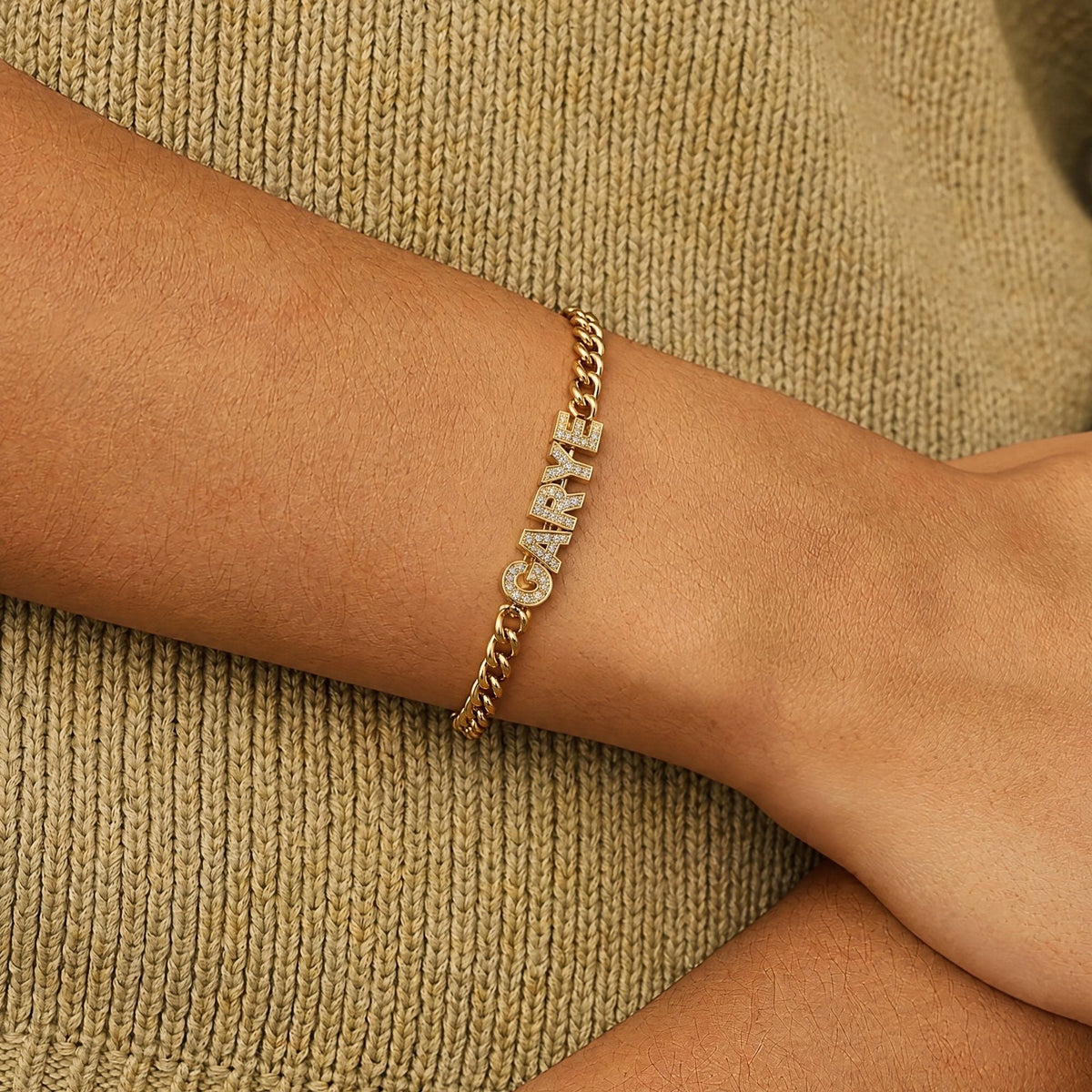 Pavé Block Letter Custom Name Bracelet | Monrich