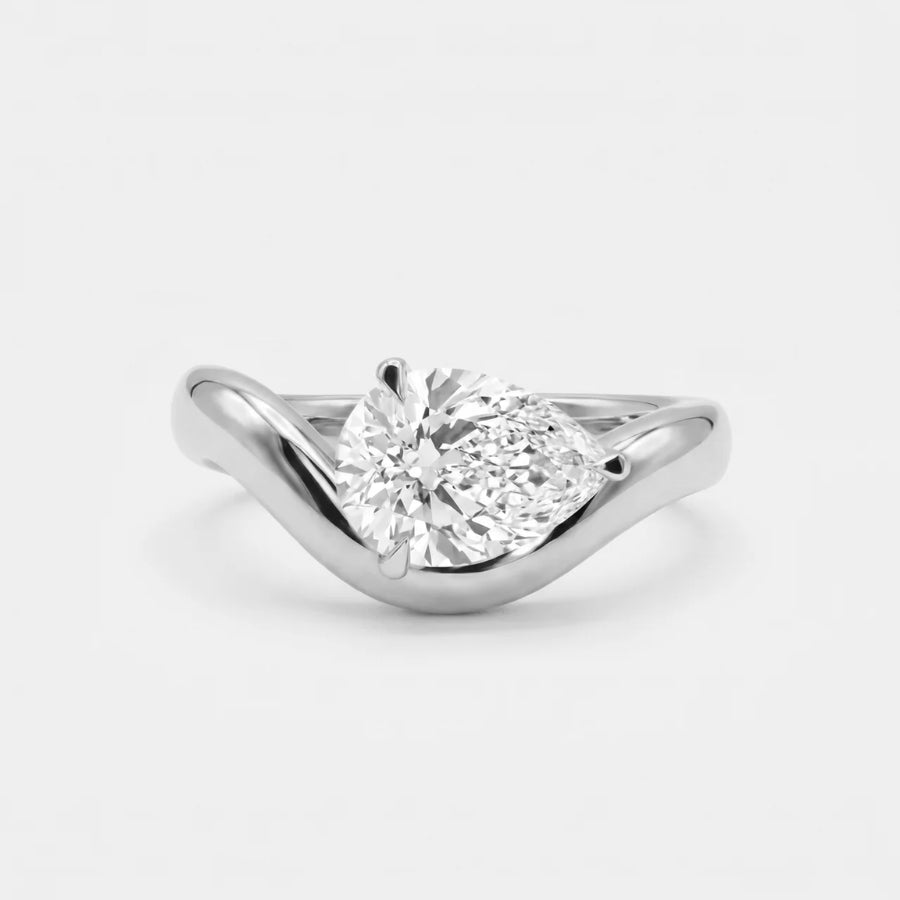 Pear Solitaire Bypass Ring side view