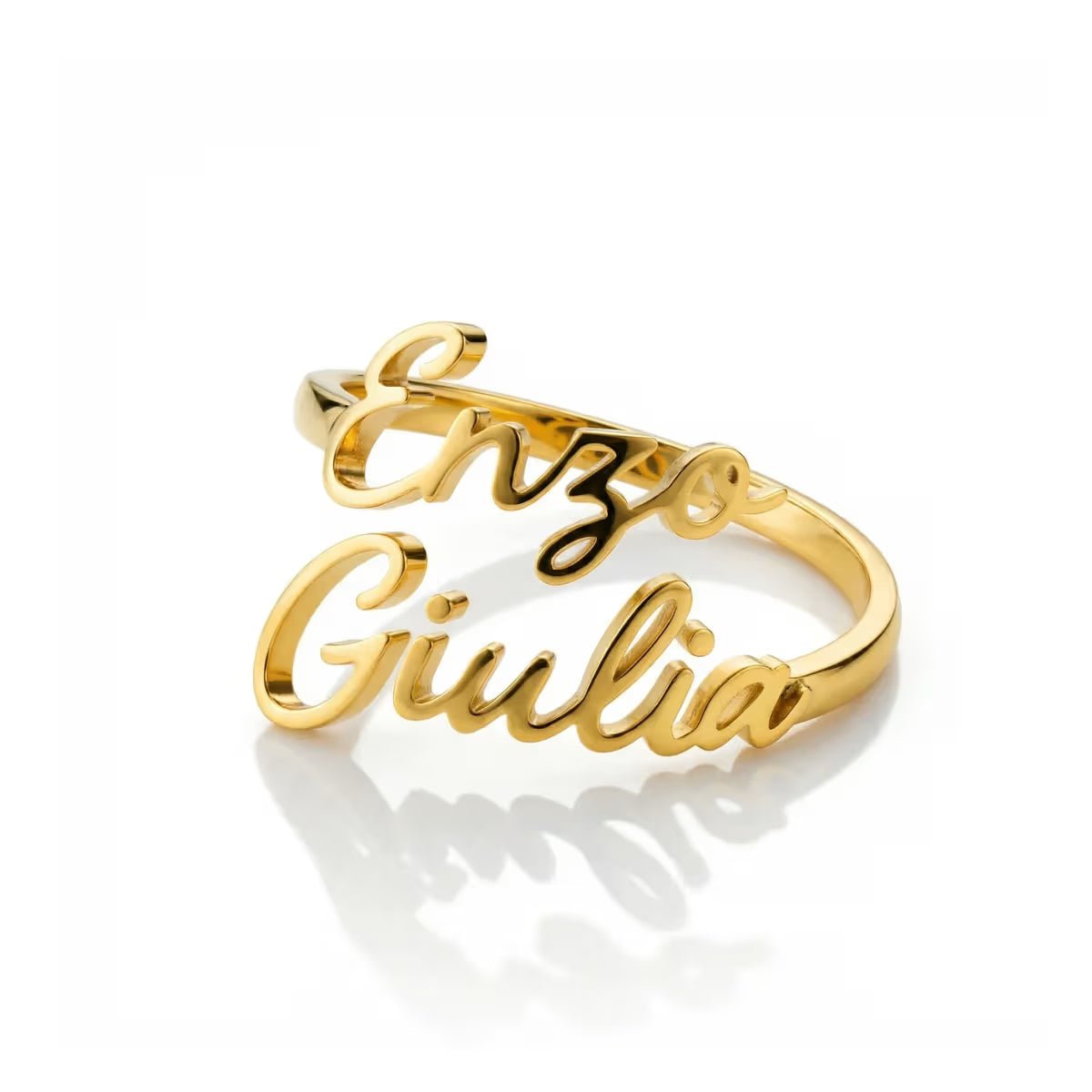 personalised two names custom ring for couples in waterproof gold from Monrich