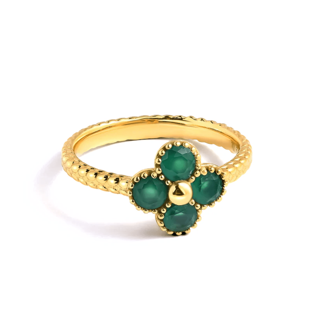 green onyx ring in waterproof gold from the Monrich wisdom collection