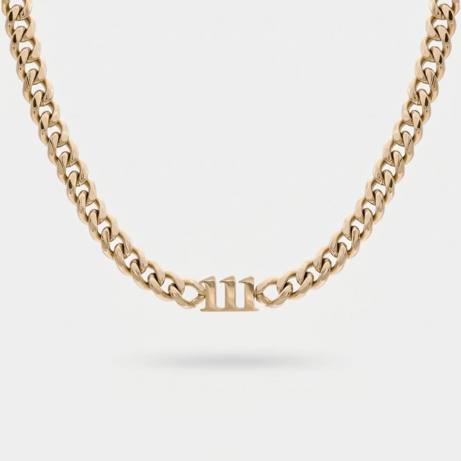 777 Necklace - Angel Number Gold Choker in 18K gold or silver finish